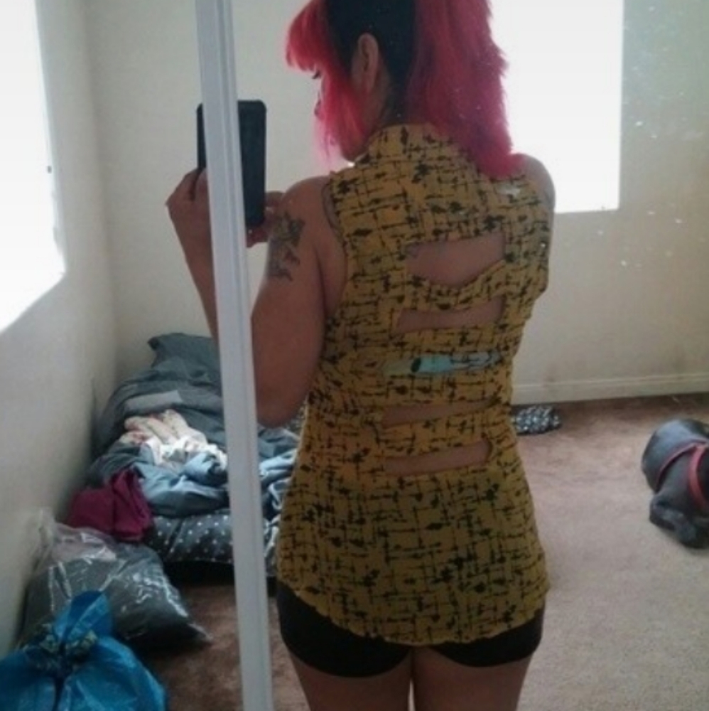 Material Girl yellow and black top
